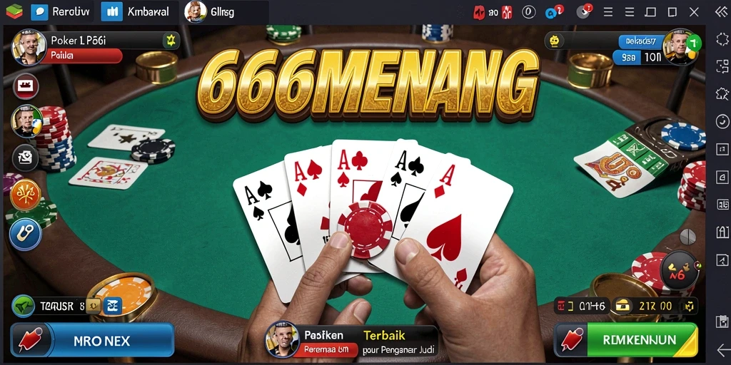 Screenshot permainan 666MENANG menampilkan aksi seru Poker.
