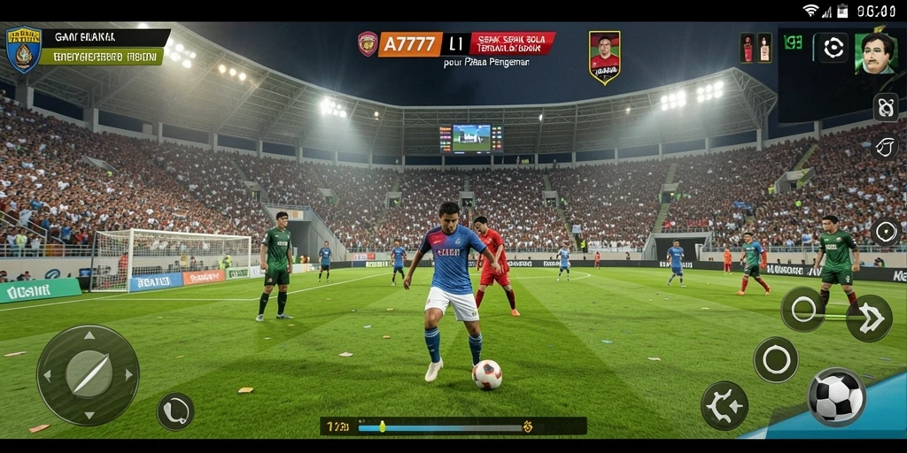 Tangkapan layar A7777 menampilkan aksi intens pertandingan sepak bola.