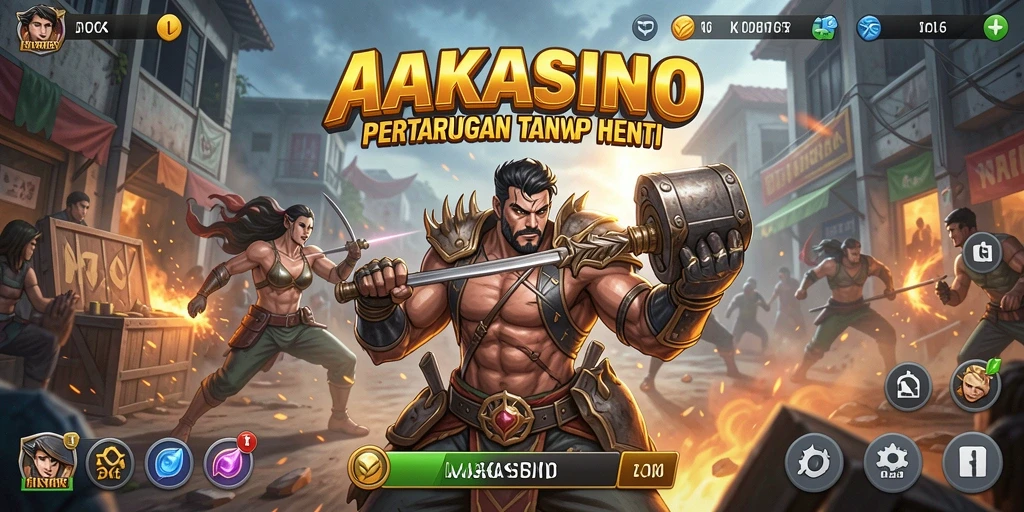 Screenshot AAKASINO menampilkan pertarungan mendebarkan di arena.