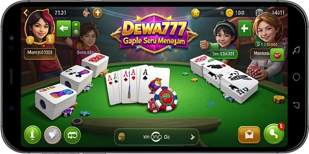 Screenshot utama DEWA777 menampilkan gameplay Gaple yang seru.