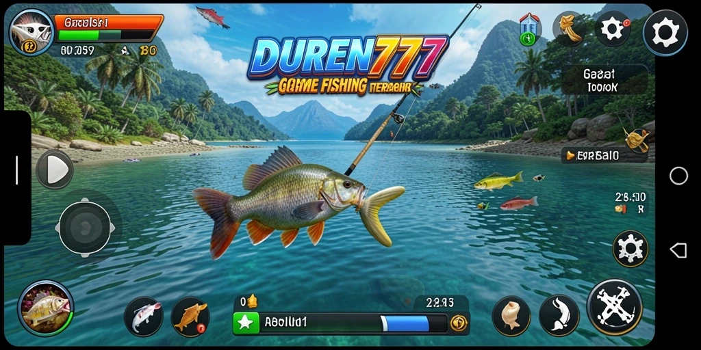 Screenshot DUREN777 menunjukkan gameplay memancing yang seru dan grafis yang menarik.