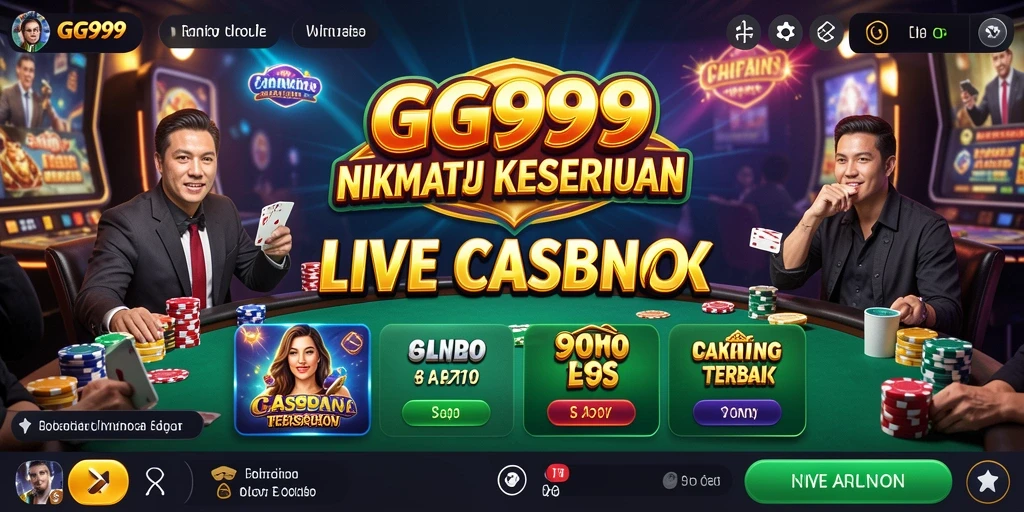 Tampilan gameplay GG999 yang menampilkan dealer langsung di Live Casino.