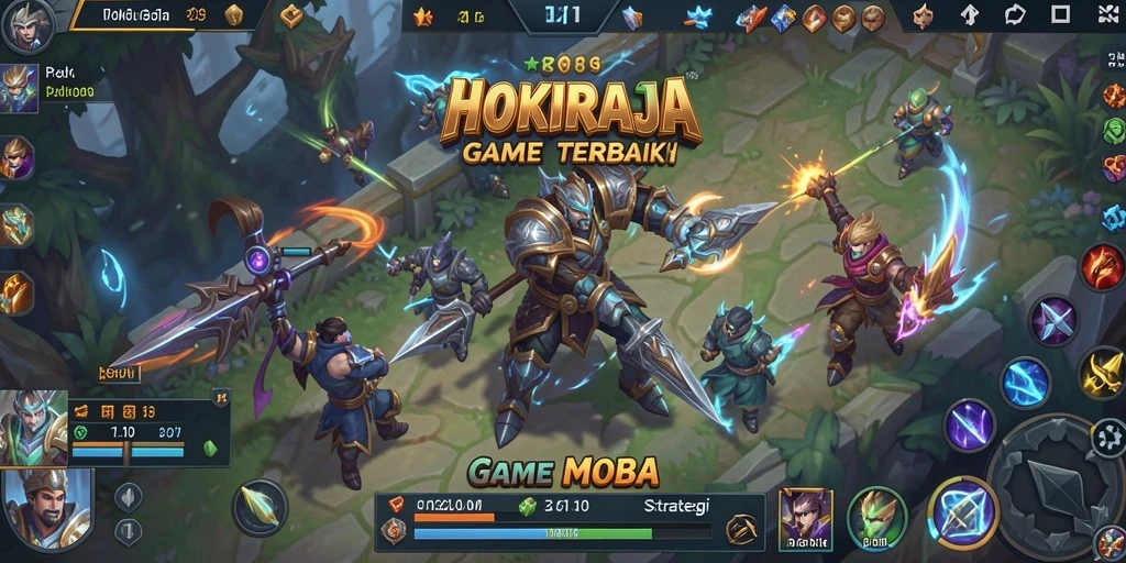 Screenshot gameplay HOKIRAJA yang menampilkan pertempuran intens di arena.