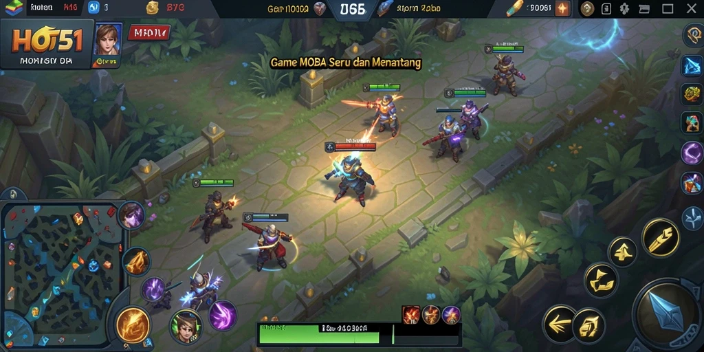 Screenshot HOT51 menunjukkan pertarungan seru di arena MOBA.