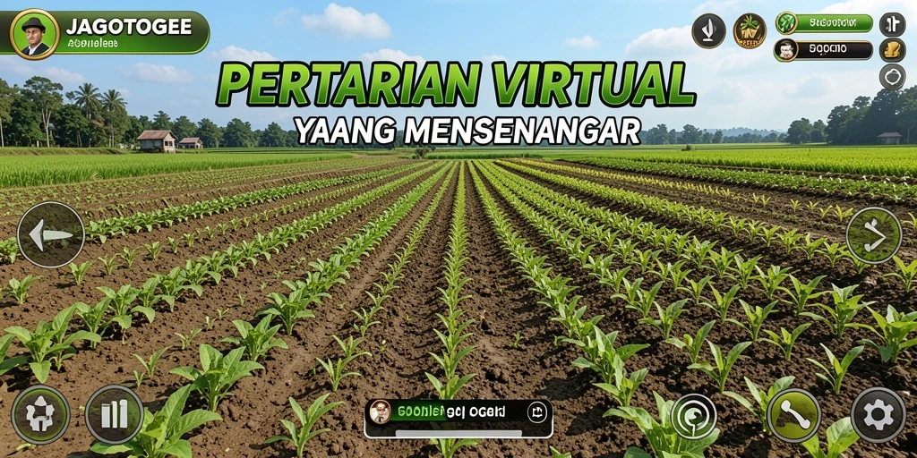 Tampilan gameplay <strong>JAGOTOGEL</strong> dengan lahan pertanian yang subur dan grafis menarik.