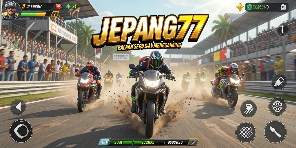 Gameplay seru dalam JEPANG77 yang menampilkan balapan mendebarkan.