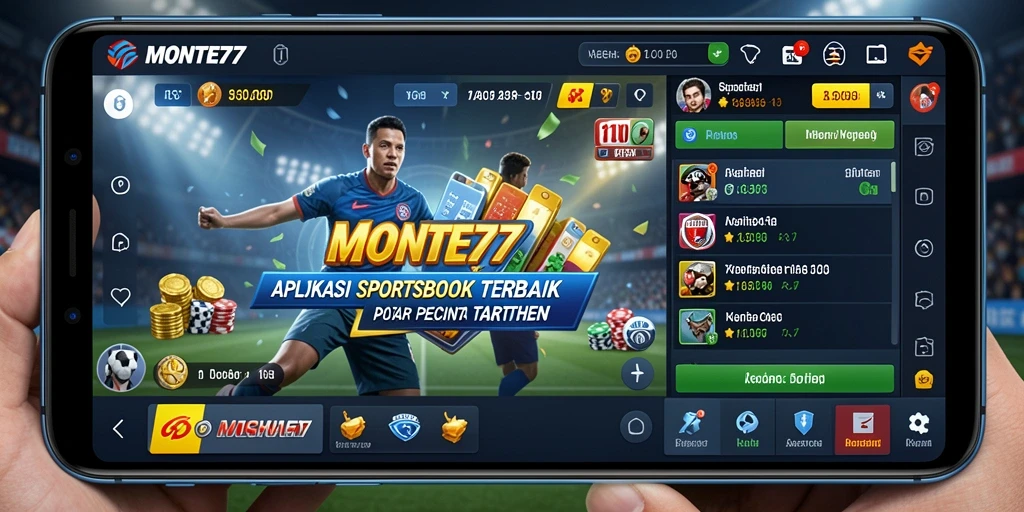 Screenshot menunjukkan antarmuka pengguna MONTE77 yang menarik dan interaktif.
