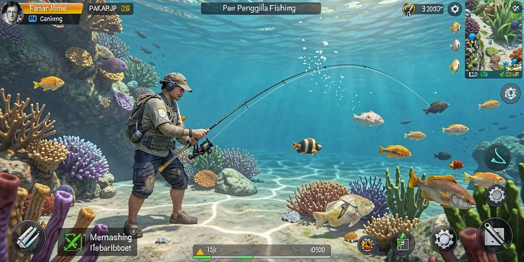Tampilan screenshot dari gameplay <strong>PAKARJP</strong> yang menarik saat menangkap ikan.