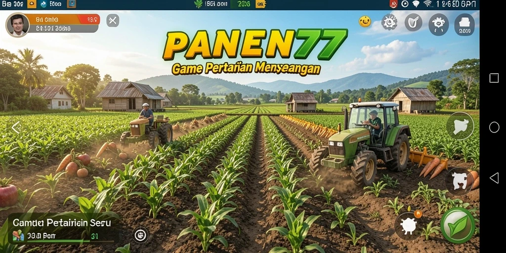 Gambaran gameplay PANEN77 dengan kebun yang subur dan tanaman yang beragam.